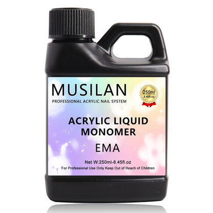 MUSILAN Monomer Acrylic Nail Liquid - 8.45oz Professional MMA-Free Non-Yellowing Monomer for Acrylic Powder, Ideal for Beginners & Salon Nail Extension Carving Avelisse
