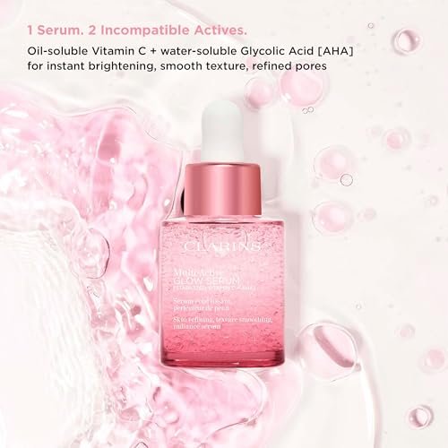 Clarins Multi-Active Brightening Glow Serum with Vitamin C + AHA | Visibly Brightens, Evens Tone, Smooths Texture + Refines Pores | All Skin Types | 1 Fl Oz Avelisse