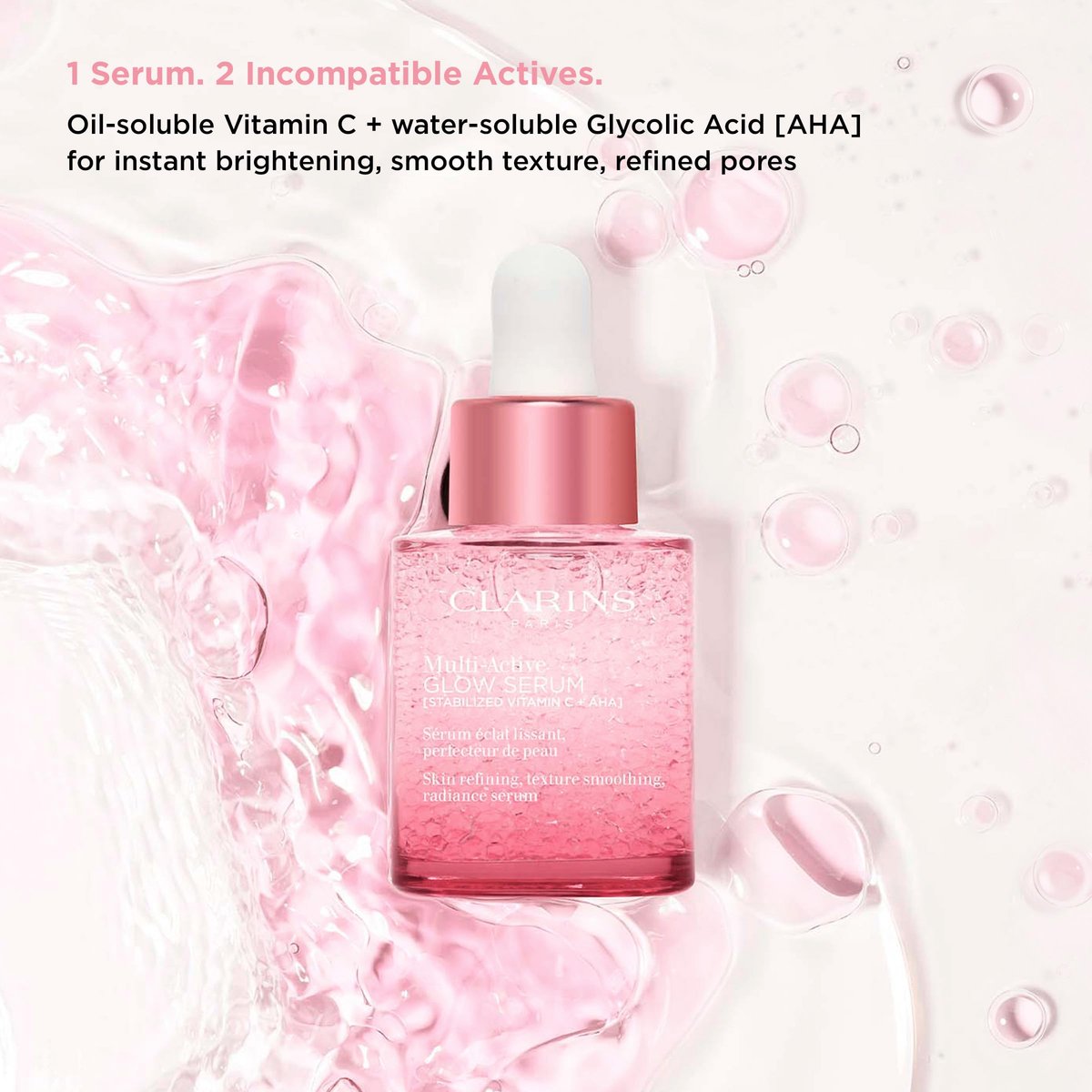 Clarins Multi-Active Brightening Glow Serum with Vitamin C + AHA | Visibly Brightens, Evens Tone, Smooths Texture + Refines Pores | All Skin Types | 1 Fl Oz Avelisse