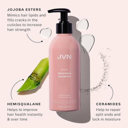 JVN Revive Repairing Shampoo and Conditioner Set – Strengthen & Repair Damaged, Color Treated, or Fragile Hair – Silicone & Sulfate Free – 10 Fl Oz Each (20 Fl Oz Total) Avelisse