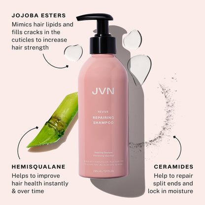 JVN Revive Repairing Shampoo and Conditioner Set – Strengthen & Repair Damaged, Color Treated, or Fragile Hair – Silicone & Sulfate Free – 10 Fl Oz Each (20 Fl Oz Total) Avelisse