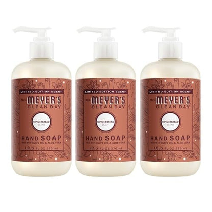 Mrs. MEYER'S Clean Day Liquid Hand Soap, Gingerbread Scent, 12.5 fl oz (Pack of 3)