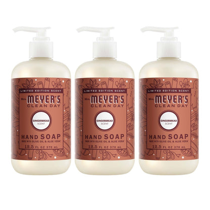 Mrs. MEYER'S Clean Day Liquid Hand Soap, Gingerbread Scent, 12.5 fl oz (Pack of 3)