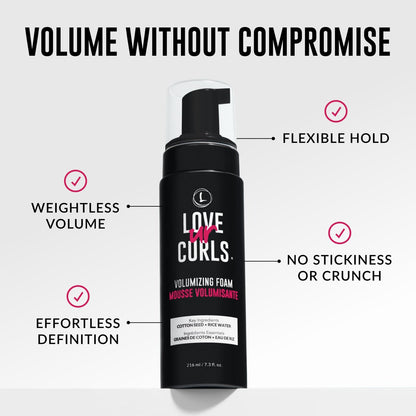 Love Ur Curls Volumizing Foam - Lightweight Mousse for Curly Hair, Volume & Definition, Frizz Control, Soft Hold, Vegan, Silicone-Free, Quick-Drying, 7.3 Fl Oz Avelisse