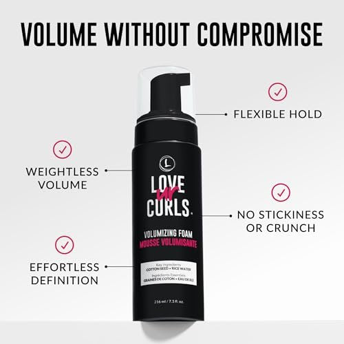 Love Ur Curls Volumizing Foam - Lightweight Mousse for Curly Hair, Volume & Definition, Frizz Control, Soft Hold, Vegan, Silicone-Free, Quick-Drying, 7.3 Fl Oz Avelisse