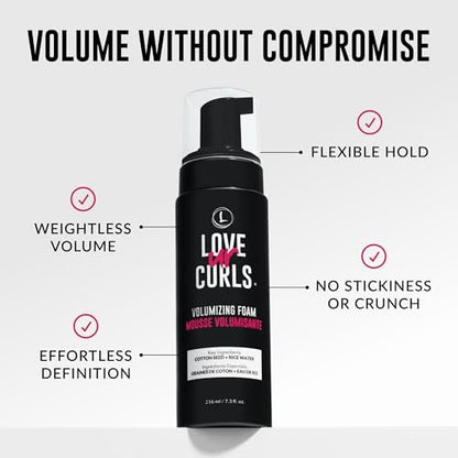 Love Ur Curls Volumizing Foam - Lightweight Mousse for Curly Hair, Volume & Definition, Frizz Control, Soft Hold, Vegan, Silicone-Free, Quick-Drying, 7.3 Fl Oz Avelisse
