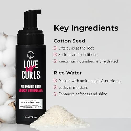 Love Ur Curls Volumizing Foam - Lightweight Mousse for Curly Hair, Volume & Definition, Frizz Control, Soft Hold, Vegan, Silicone-Free, Quick-Drying, 7.3 Fl Oz Avelisse