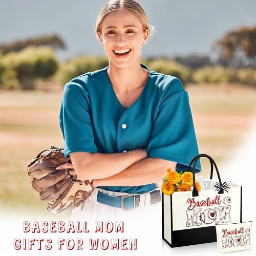 SiplyHaven Baseball Mom Gifts - Large Canvas Cosmetic Tote Bag for Women - Valentine's Day Birthday Gifts Avelisse