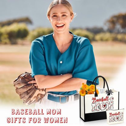 SiplyHaven Baseball Mom Gifts - Large Canvas Cosmetic Tote Bag for Women - Valentine's Day Birthday Gifts Avelisse