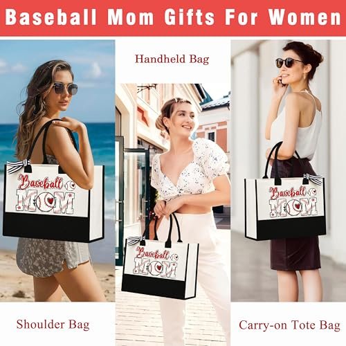 SiplyHaven Baseball Mom Gifts - Large Canvas Cosmetic Tote Bag for Women - Valentine's Day Birthday Gifts Avelisse