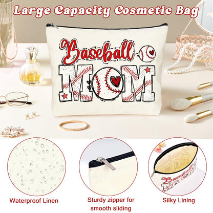 SiplyHaven Baseball Mom Gifts - Large Canvas Cosmetic Tote Bag for Women - Valentine's Day Birthday Gifts Avelisse