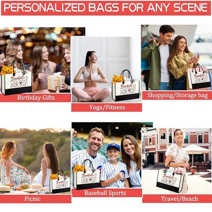 SiplyHaven Baseball Mom Gifts - Large Canvas Cosmetic Tote Bag for Women - Valentine's Day Birthday Gifts Avelisse