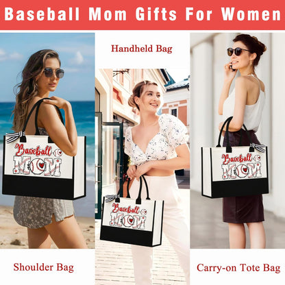 SiplyHaven Baseball Mom Gifts - Large Canvas Cosmetic Tote Bag for Women - Valentine's Day Birthday Gifts Avelisse