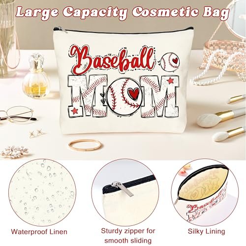 SiplyHaven Baseball Mom Gifts - Large Canvas Cosmetic Tote Bag for Women - Valentine's Day Birthday Gifts Avelisse