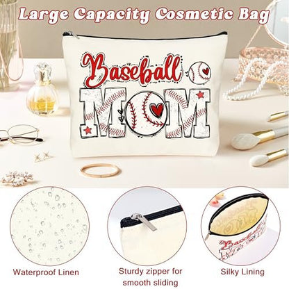 SiplyHaven Baseball Mom Gifts - Large Canvas Cosmetic Tote Bag for Women - Valentine's Day Birthday Gifts Avelisse