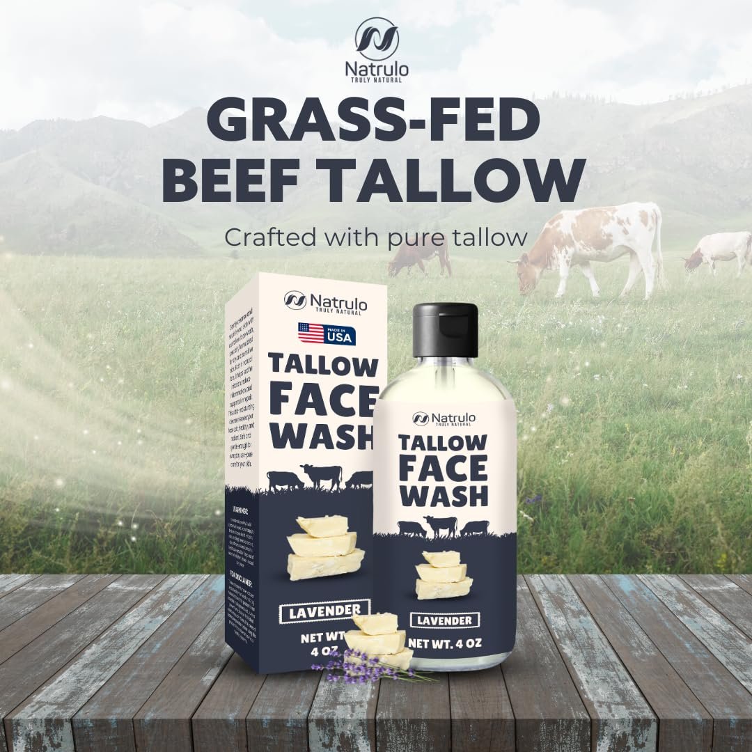 Natrulo Beef Tallow Soap – All Natural Grass Fed Tallow Face Wash – Moisturizing, Exfoliating Face Cleanser for Eczema, Dry, Itchy, Sensitive Skin – Handcrafted Bath Soap for Adults & Kids – Made in USA - görsel 3