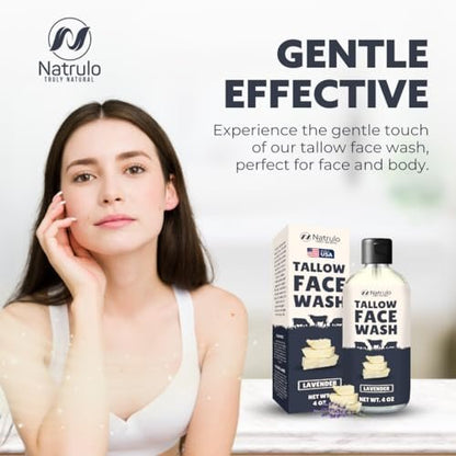 Natrulo Beef Tallow Soap – All Natural Grass Fed Tallow Face Wash – Moisturizing, Exfoliating Face Cleanser for Eczema, Dry, Itchy, Sensitive Skin – Handcrafted Bath Soap for Adults & Kids – Made in USA