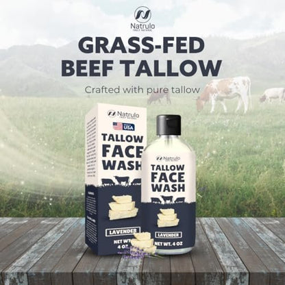 Natrulo Beef Tallow Soap – All Natural Grass Fed Tallow Face Wash – Moisturizing, Exfoliating Face Cleanser for Eczema, Dry, Itchy, Sensitive Skin – Handcrafted Bath Soap for Adults & Kids – Made in USA