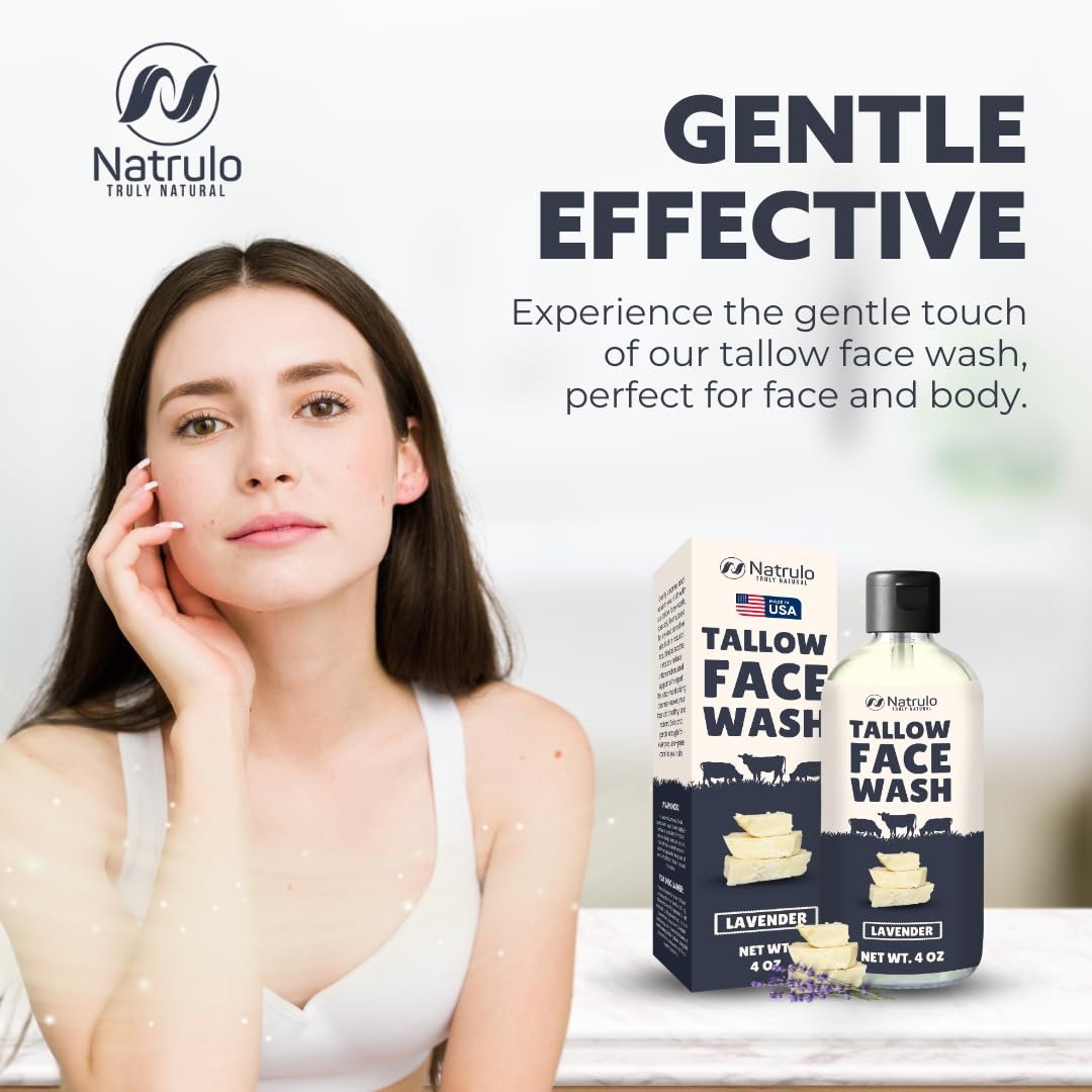 Natrulo Beef Tallow Soap – All Natural Grass Fed Tallow Face Wash – Moisturizing, Exfoliating Face Cleanser for Eczema, Dry, Itchy, Sensitive Skin – Handcrafted Bath Soap for Adults & Kids – Made in USA - görsel 9