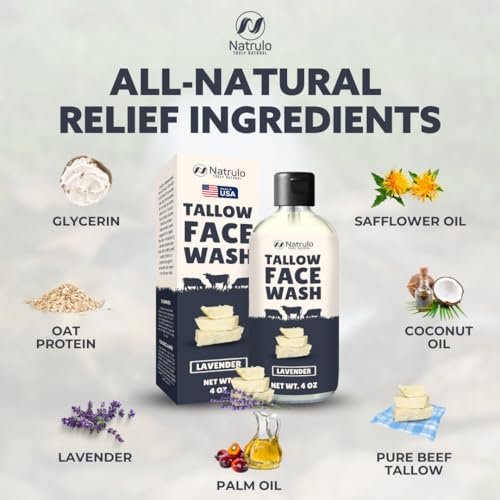 Natrulo Beef Tallow Soap – All Natural Grass Fed Tallow Face Wash – Moisturizing, Exfoliating Face Cleanser for Eczema, Dry, Itchy, Sensitive Skin – Handcrafted Bath Soap for Adults & Kids – Made in USA - görsel 12