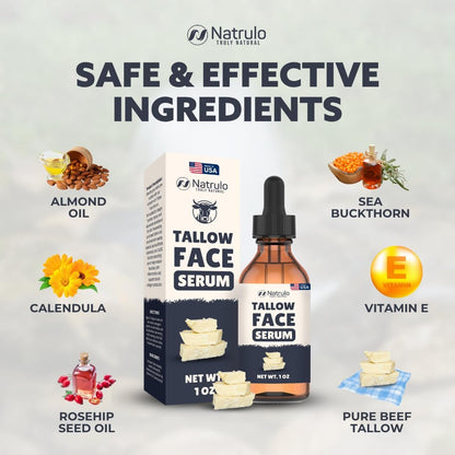 Natrulo Beef Tallow for Skin – All-Natural Grass-Fed Tallow Face Serum – Anti-Aging Facial Moisturizer for Wrinkles, Hydration & Collagen Boost – Reduce Fine Lines & Supports Firm, Youthful Glowing Complexion
