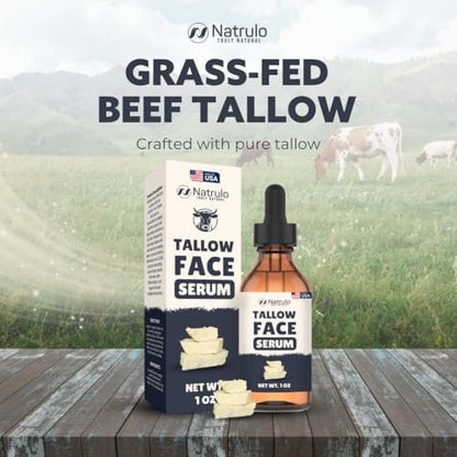 Natrulo Beef Tallow for Skin – All-Natural Grass-Fed Tallow Face Serum – Anti-Aging Facial Moisturizer for Wrinkles, Hydration & Collagen Boost – Reduce Fine Lines & Supports Firm, Youthful Glowing Complexion