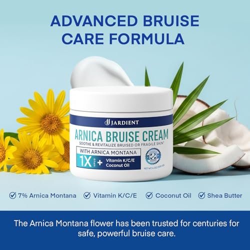 Arnica Bruise Cream Extra-Strength: Fast-Acting for Bruising & Swelling on Thin Skin - Advanced Formula with Arnica Montana, Vitamin K, C & E - Soothing Hydrating for Face and Body (4 Fl Oz) Avelisse