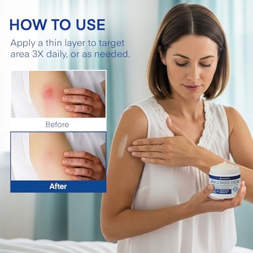 Arnica Bruise Cream Extra-Strength: Fast-Acting for Bruising & Swelling on Thin Skin - Advanced Formula with Arnica Montana, Vitamin K, C & E - Soothing Hydrating for Face and Body (4 Fl Oz) Avelisse