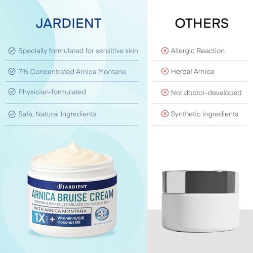 Arnica Bruise Cream Extra-Strength: Fast-Acting for Bruising & Swelling on Thin Skin - Advanced Formula with Arnica Montana, Vitamin K, C & E - Soothing Hydrating for Face and Body (4 Fl Oz) Avelisse
