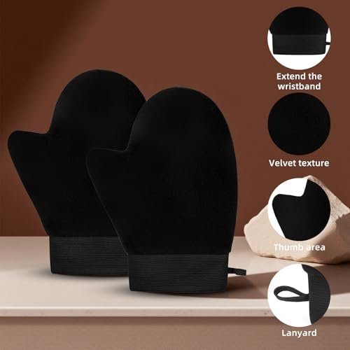 ÖkoStamm 2 Pack Self Tanning Mitt - Elastic Wrist Tanning Gloves Prevents Staining, Tanning Mitt Applicator for Tanning Mousse or Lotion - görsel 6