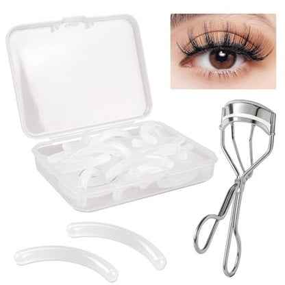 RAQEHO 40-Pack Eyelash Curler Refills - Transparent Silicone Rubber Pads for Universal Curlers with Storage Box Avelisse