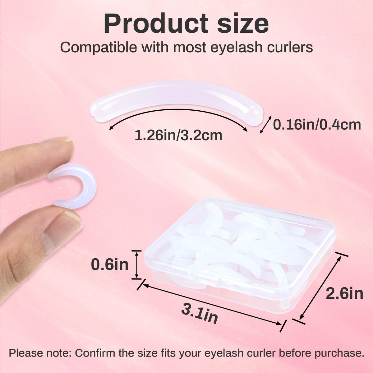 RAQEHO 40-Pack Eyelash Curler Refills - Transparent Silicone Rubber Pads for Universal Curlers with Storage Box Avelisse