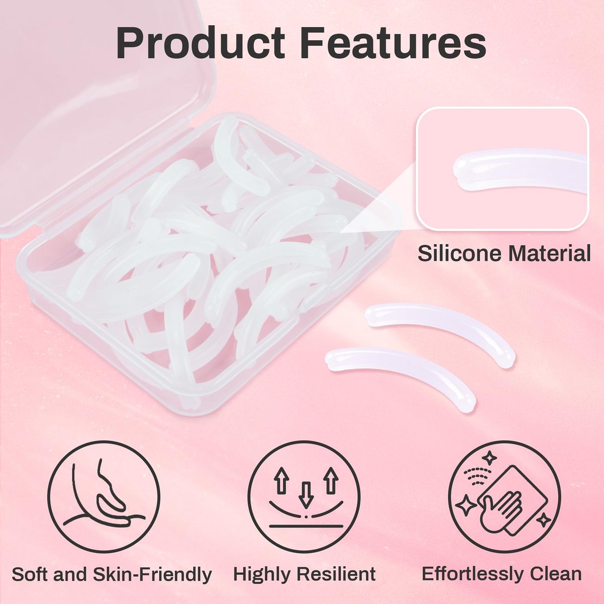 RAQEHO 40-Pack Eyelash Curler Refills - Transparent Silicone Rubber Pads for Universal Curlers with Storage Box Avelisse