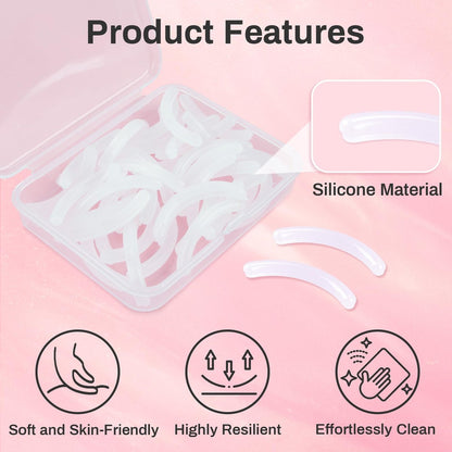 RAQEHO 40-Pack Eyelash Curler Refills - Transparent Silicone Rubber Pads for Universal Curlers with Storage Box Avelisse
