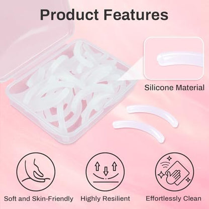 RAQEHO 40-Pack Eyelash Curler Refills - Transparent Silicone Rubber Pads for Universal Curlers with Storage Box Avelisse