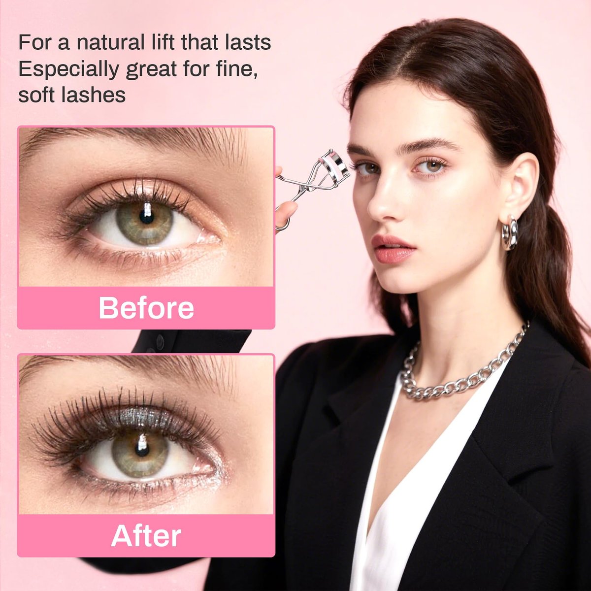 RAQEHO 40-Pack Eyelash Curler Refills - Transparent Silicone Rubber Pads for Universal Curlers with Storage Box Avelisse
