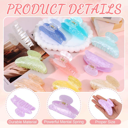 10 PCS Acrylic Hair Claw Clips - Cute Non-slip Large Claw Clamps, Bulk French Shimmering Barrettes for Women & Girls, Strong Hold for Thick or Thin Hair Avelisse