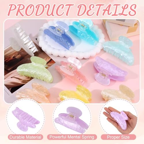 10 PCS Acrylic Hair Claw Clips - Cute Non-slip Large Claw Clamps, Bulk French Shimmering Barrettes for Women & Girls, Strong Hold for Thick or Thin Hair Avelisse