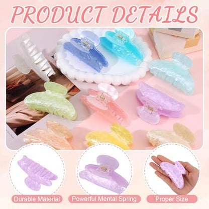 10 PCS Acrylic Hair Claw Clips - Cute Non-slip Large Claw Clamps, Bulk French Shimmering Barrettes for Women & Girls, Strong Hold for Thick or Thin Hair Avelisse