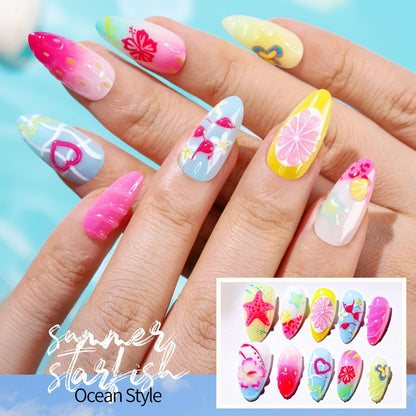 FANDAMEI Press on Nails - 120PCS 4 Styles 3D Flower Short Almond Fake Nails, Butterfly Spring Summer Nails for Women