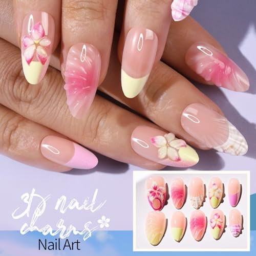 FANDAMEI Press on Nails - 120PCS 4 Styles 3D Flower Short Almond Fake Nails, Butterfly Spring Summer Nails for Women - görsel 8