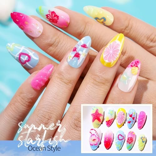 FANDAMEI Press on Nails - 120PCS 4 Styles 3D Flower Short Almond Fake Nails, Butterfly Spring Summer Nails for Women - görsel 10
