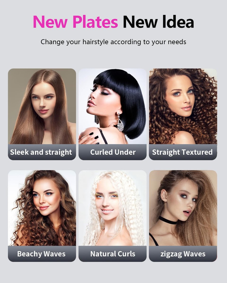 Professional Hair Crimper Waver with 4 Interchangeable Ceramic Plates – Auto Temperature Control, Quick Heat, Wide Plate Styling Tool for All Hair Types Avelisse