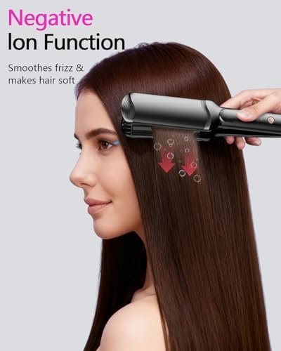 Professional Hair Crimper Waver with 4 Interchangeable Ceramic Plates – Auto Temperature Control, Quick Heat, Wide Plate Styling Tool for All Hair Types Avelisse