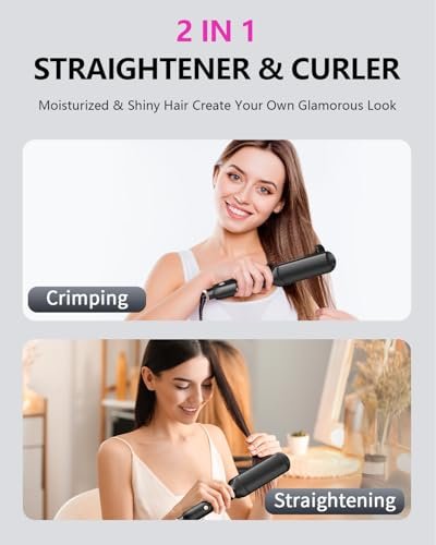 Professional Hair Crimper Waver with 4 Interchangeable Ceramic Plates – Auto Temperature Control, Quick Heat, Wide Plate Styling Tool for All Hair Types Avelisse