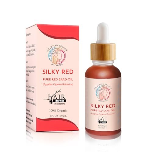 SILKY RED 100% Egyptian Cyperus Rotundus Hair Removal Oil - Pure Red Saad Oil Concentrate for Post-Wax Care, Skin Nourisher & Hair Growth Inhibitor, Original Scent, Made in USA (1 Fl Oz) Avelisse
