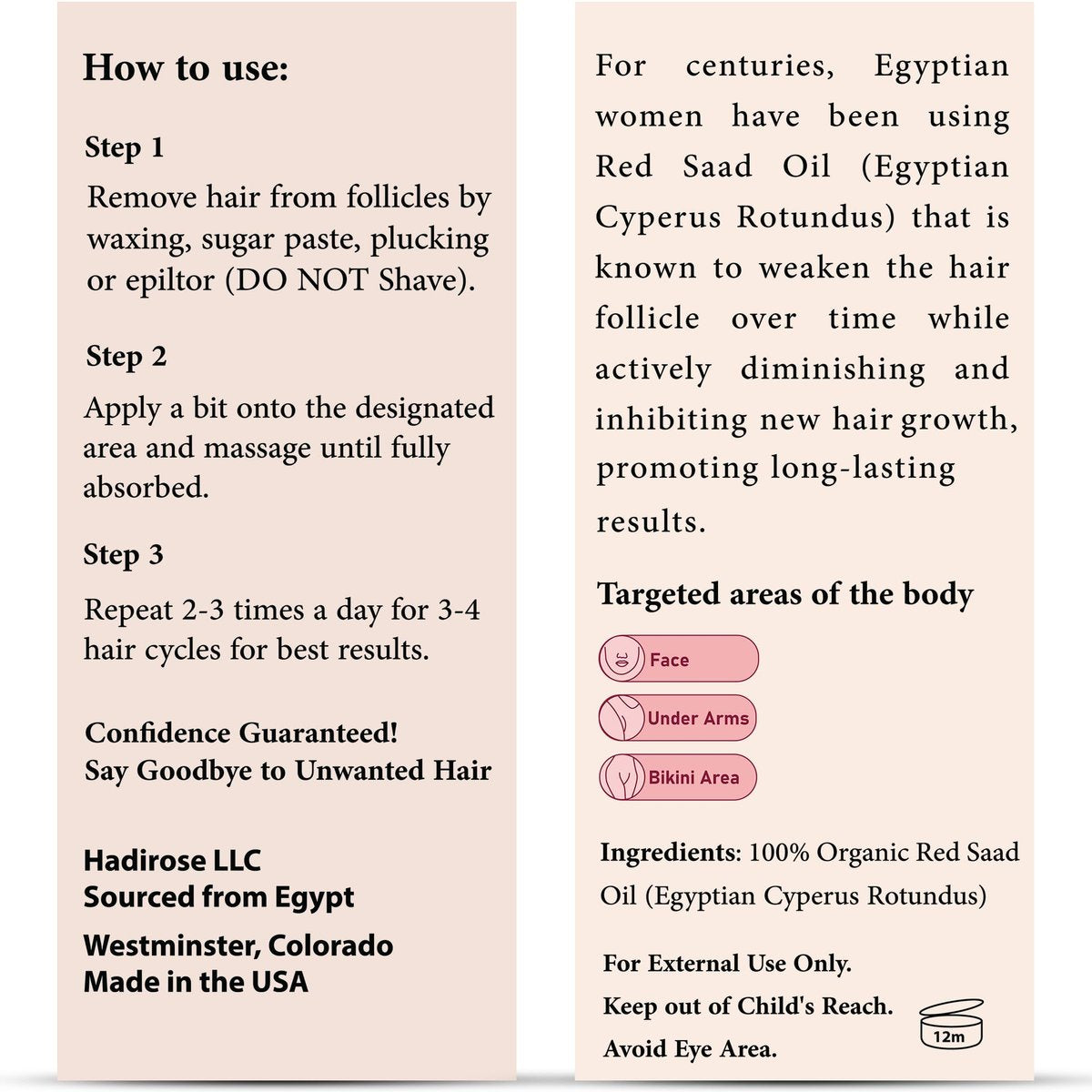 SILKY RED 100% Egyptian Cyperus Rotundus Hair Removal Oil - Pure Red Saad Oil Concentrate for Post-Wax Care, Skin Nourisher & Hair Growth Inhibitor, Original Scent, Made in USA (1 Fl Oz) Avelisse