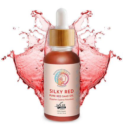 SILKY RED 100% Egyptian Cyperus Rotundus Hair Removal Oil - Pure Red Saad Oil Concentrate for Post-Wax Care, Skin Nourisher & Hair Growth Inhibitor, Original Scent, Made in USA (1 Fl Oz) Avelisse