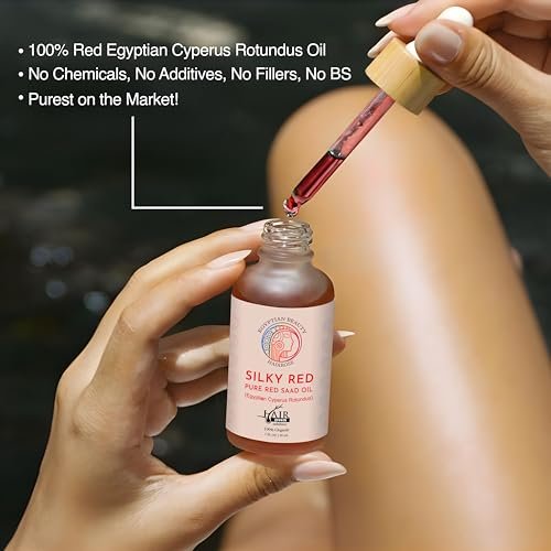 SILKY RED 100% Egyptian Cyperus Rotundus Hair Removal Oil - Pure Red Saad Oil Concentrate for Post-Wax Care, Skin Nourisher & Hair Growth Inhibitor, Original Scent, Made in USA (1 Fl Oz) Avelisse