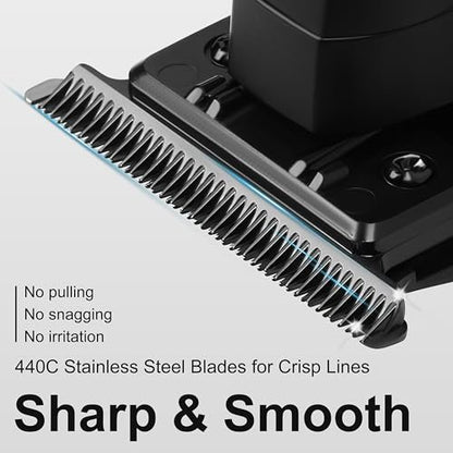 KEMEI 2299 Hair Trimmer for Men - Zero Gapped T-Blade Clippers for Edging & Lining, Cordless Barber Liners with Extra Replacement Blade, USB Rechargeable Grooming Kit for Beard & Dry Shaving (Black) Avelisse